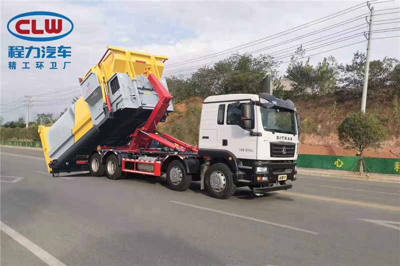 國(guó)六重汽前四后八30噸勾臂垃圾車